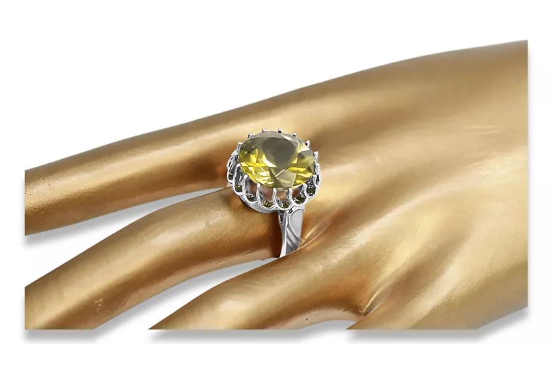 Žlutý Perydot Ring 925 Silver Vintage Unikátní VRC035S